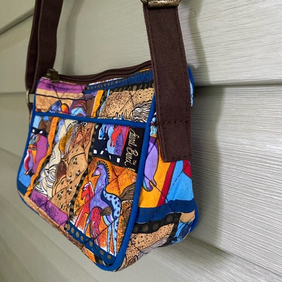 LAUREL BURCH quilted abstract love horses purse crossbody bag colorful 90s patch - Picture 10 of 15